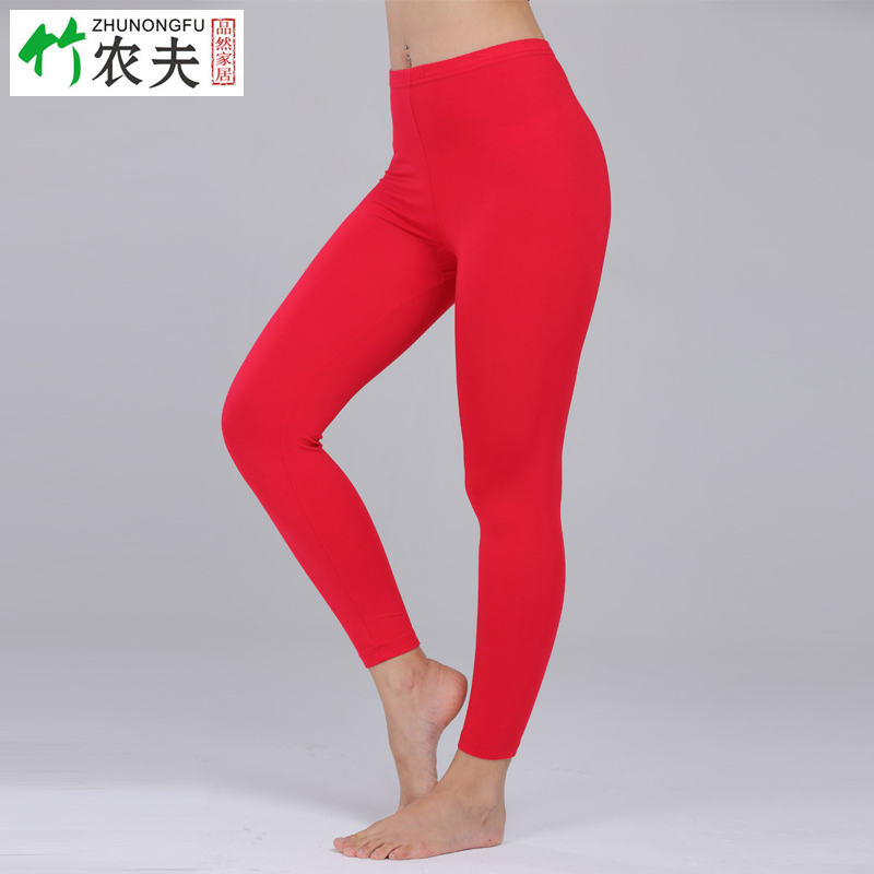 竹纤维秋裤女单件线裤薄款紧身打底裤衬裤中老年保暖裤加肥加大码