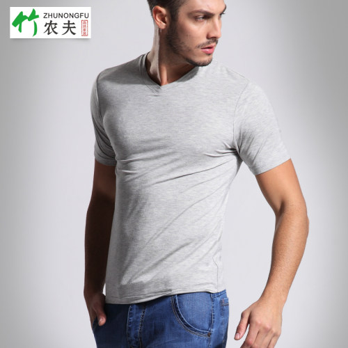 竹纤维男士短袖t恤体恤宽松大码