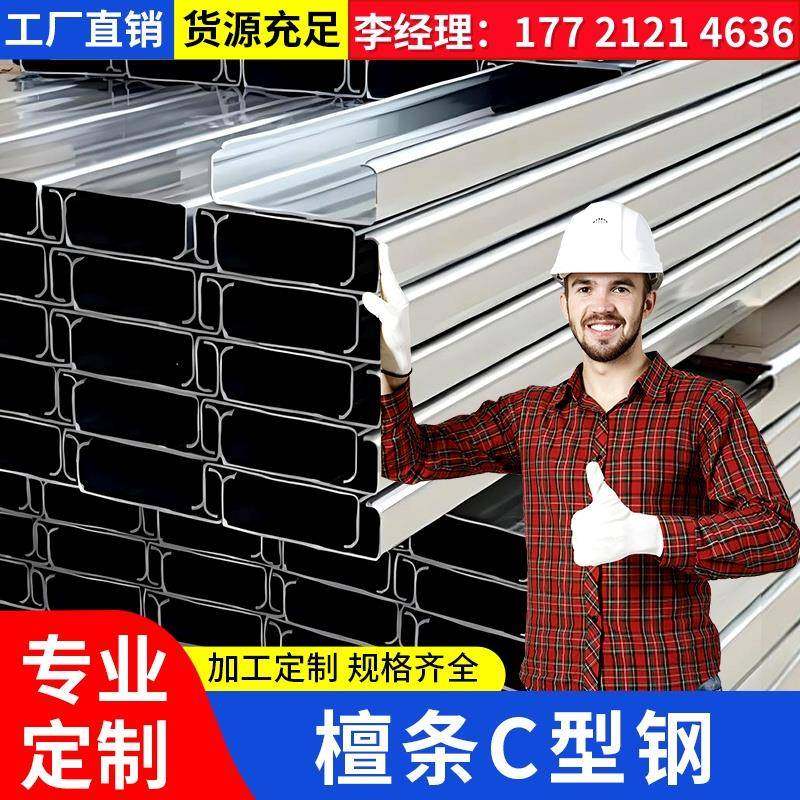 c型钢镀锌C型钢檩条光伏支架抗震支架幕墙厂房冷弯冲孔折边u型钢