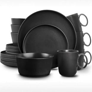 黑色哑光陶瓷餐具16头套装 Blackmatte Ceramic Dinnerware Sets