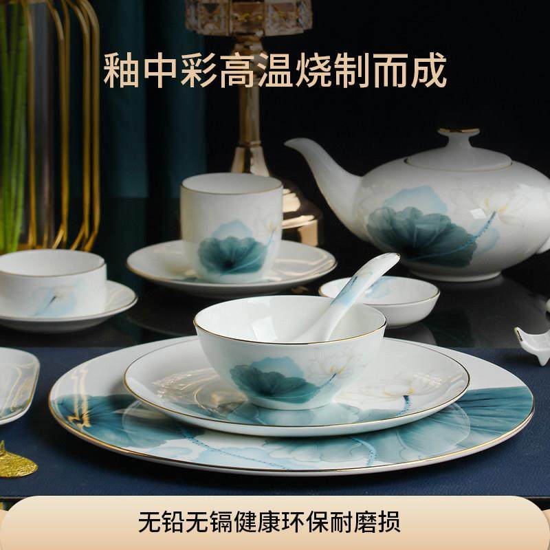 餐具套装三件新中式骨瓷会所高档餐厅酒店碗碟陶瓷制定商用,餐饮具,酒店餐具,淘宝优惠券,粉丝福利购,淘宝优惠卷