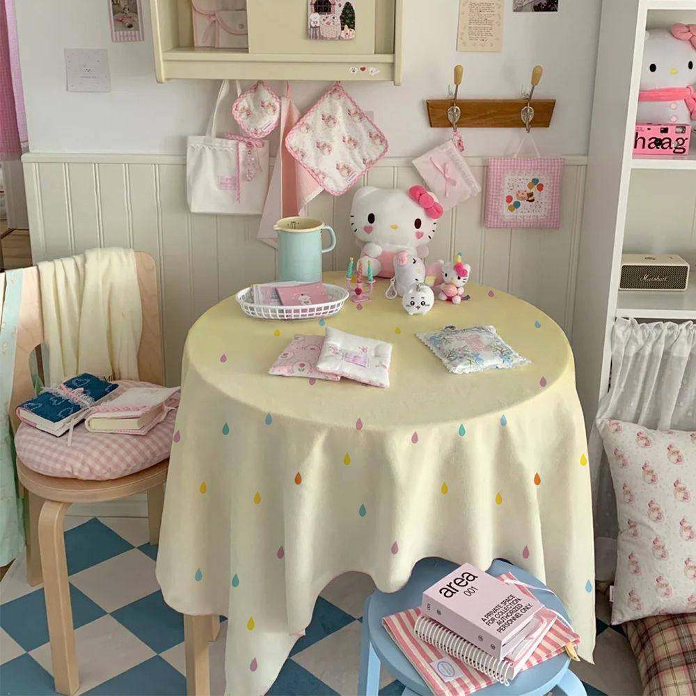 ins风彩色雨滴桌布韩系晕染渐变书桌茶几圆桌装饰盖布餐桌防尘布,居家布艺,桌布,淘宝优惠券,粉丝福利购,淘宝优惠卷