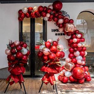 国庆开业气球立柱花篮拱门门口装饰店铺氛围周年庆搞活动场景布置