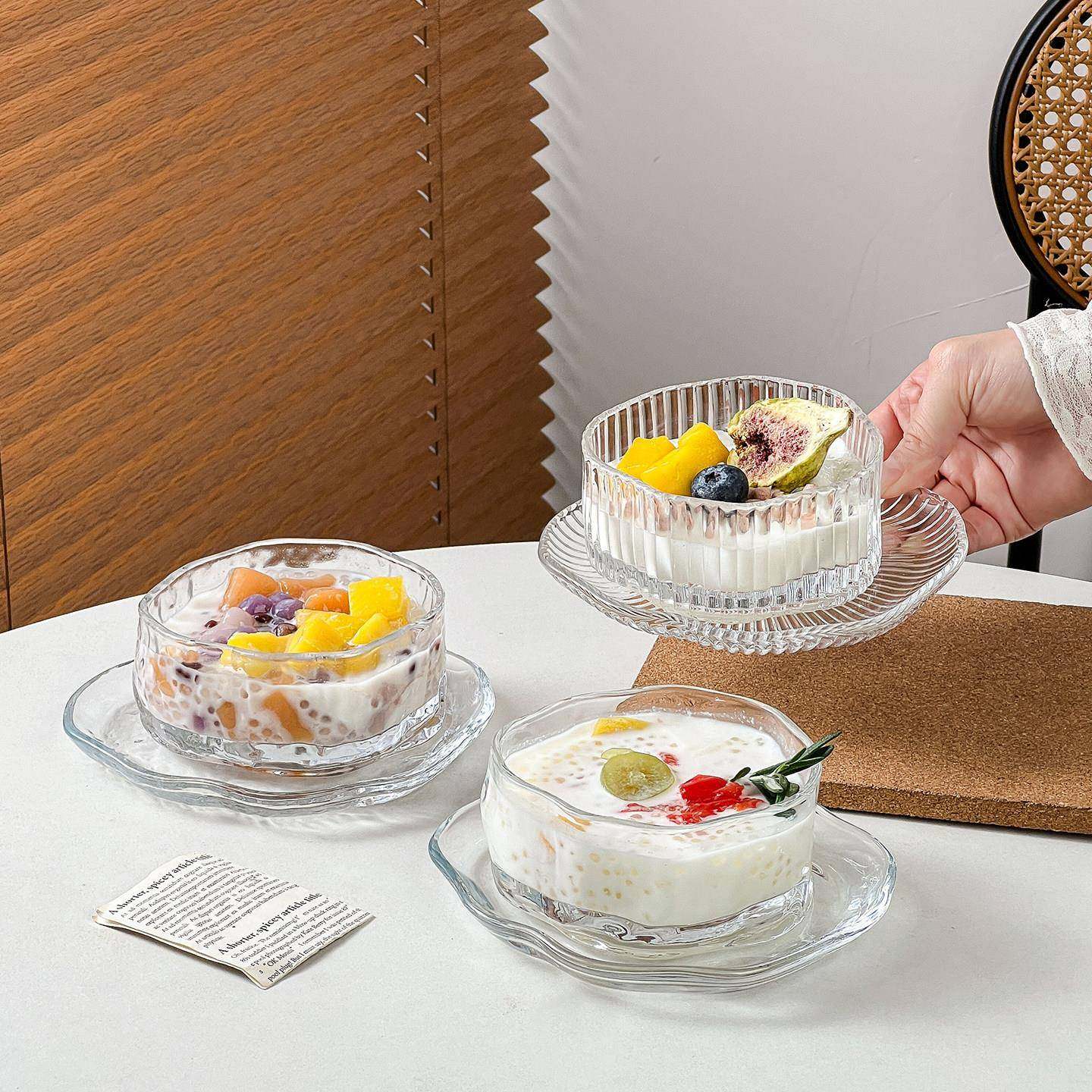 ins风不规则糖水碗高颜值甜品碗创意玻璃碗碟套装银耳碗早餐碗,餐饮具,碗,淘宝优惠券,粉丝福利购,淘宝优惠卷