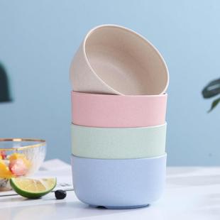 小麦秸秆碗家用餐具米饭碗学生儿童耐摔塑料碗4.5英寸汤碗四个装