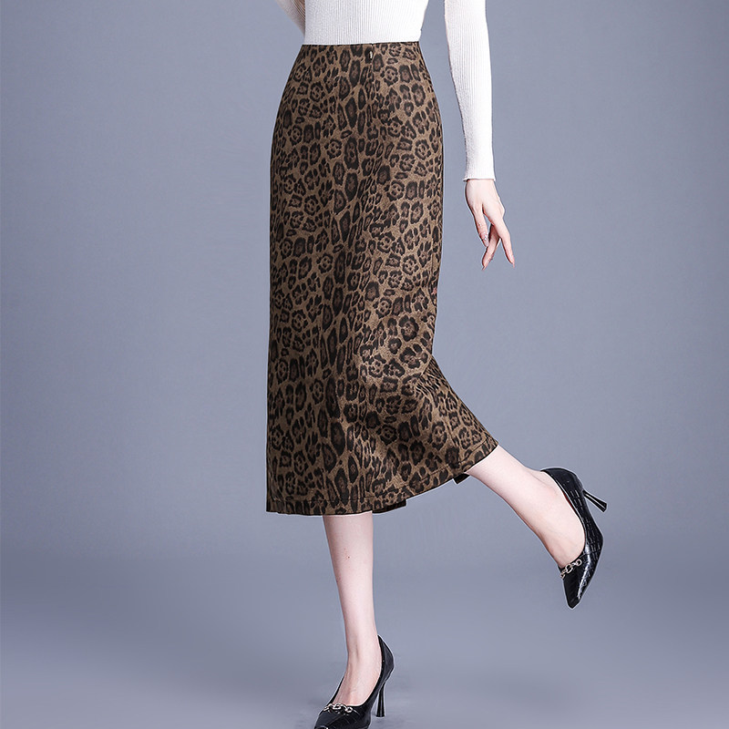 不起球拼接豹纹半身裙一步裙A字复古高腰中长款印花中长裙,女装/女士精品,半身裙,淘宝优惠券,粉丝福利购,淘宝优惠卷