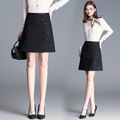 高腰女短裙常规厚款 A字显瘦2026春冬新款 通勤半身裙秋季 裙子时尚