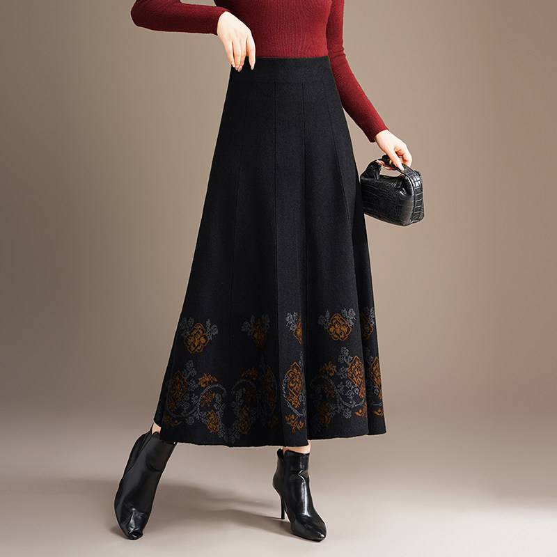 秋冬针织半身裙女2025新款中年妈妈遮胯气质a字裙大码长裙大摆裙,女装/女士精品,半身裙,淘宝优惠券,粉丝福利购,淘宝优惠卷