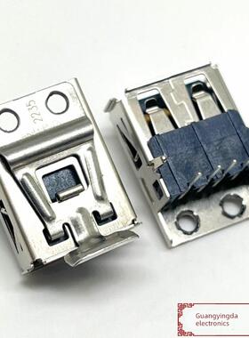 AMPHENOL原装 USB2.0母座带固定耳TYPE-A数据接口 LUSBA11100