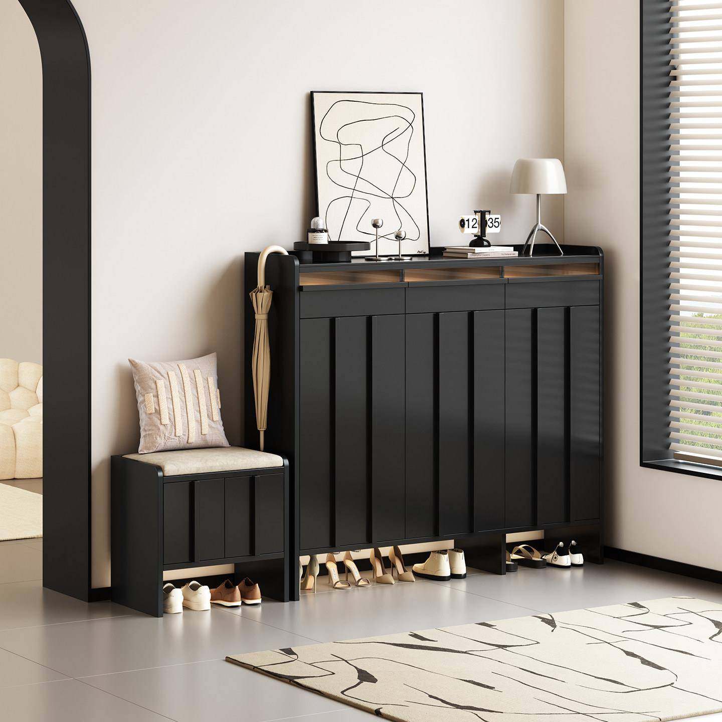 法式复古鞋柜家用门口入户玄关柜一体门厅柜大容量储物柜实木鞋柜,住宅家具,鞋柜,淘宝优惠券,粉丝福利购,淘宝优惠卷