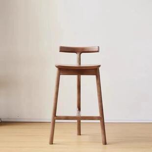美式实木吧椅简约时尚家用岛台椅子设计师创意休闲酒吧KTV高脚凳