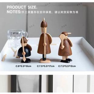 丹麦手工制作摆件维京人实木工艺品北欧木偶书房手办
