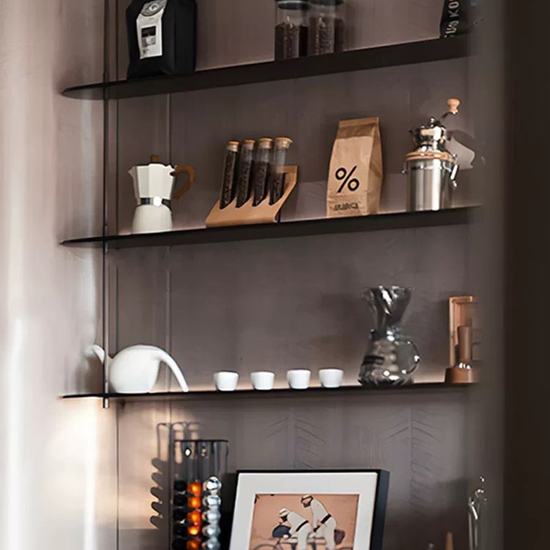 现代样板间厨房橱柜咖啡主题摆件吧台展示架咖啡豆储物罐酒店饰品