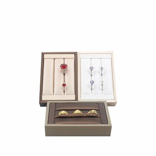 PU拉丝皮简约时尚 新款 戒指托盘展示戒指盘珠宝摆放展示架首饰盒子