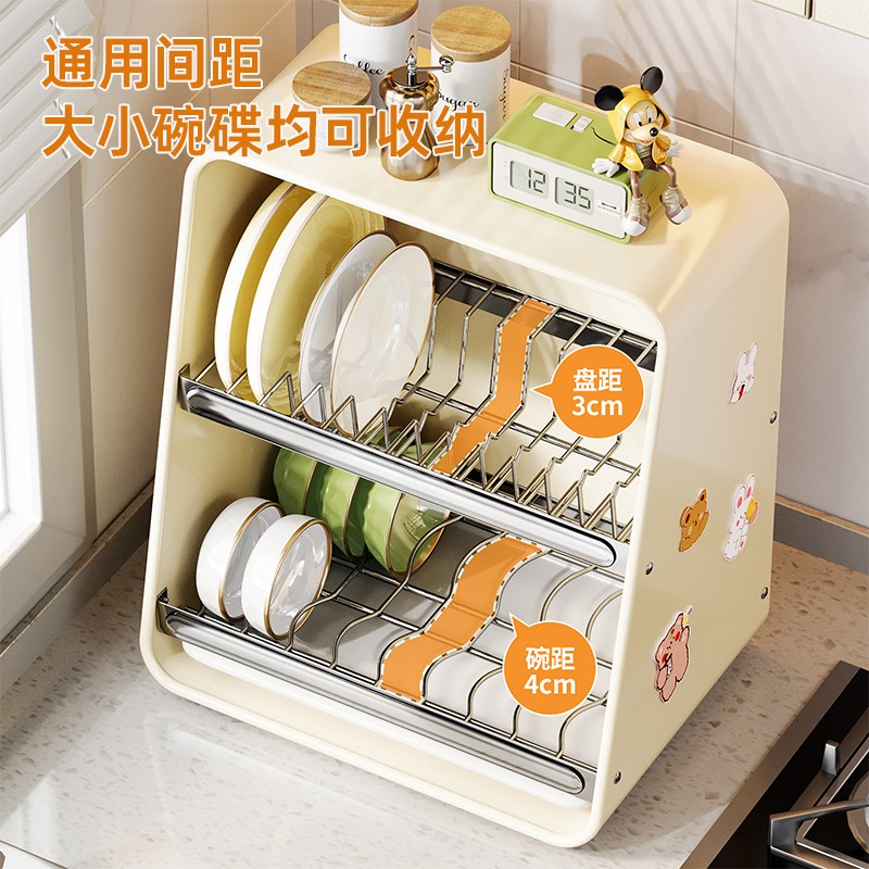 碗架厨房置物架台面碗筷碗盘沥水架子家用多层带盖碗柜碗碟收纳盒