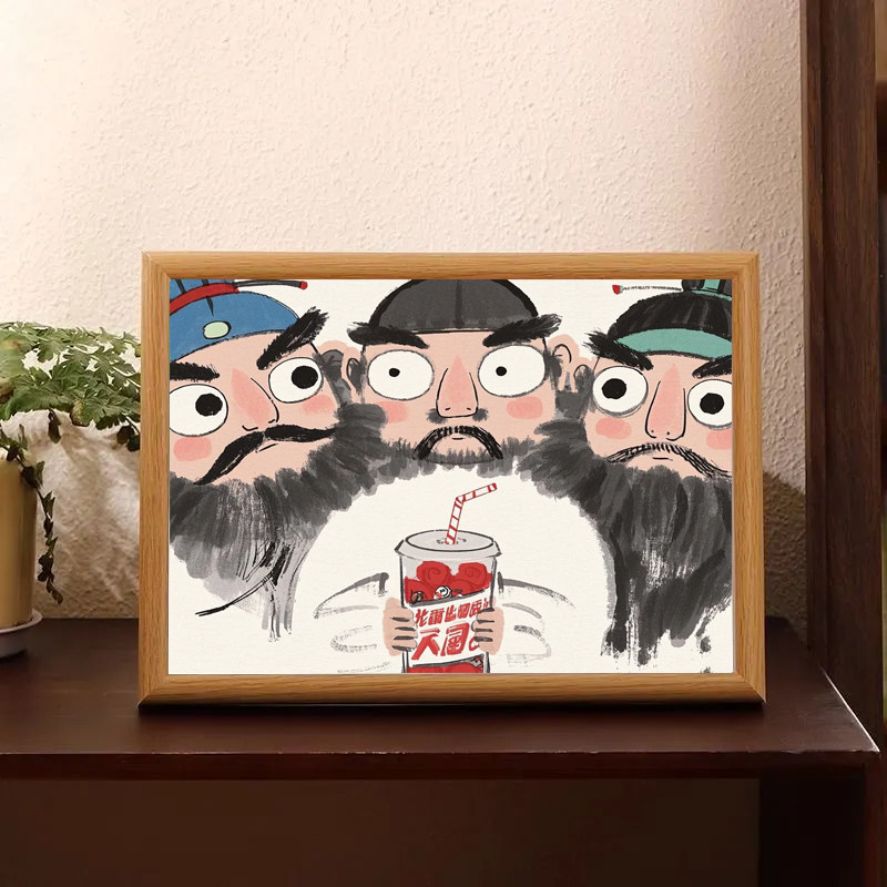 桃园三兄弟Q萌版创意搞笑结义现场木质相框送朋友礼物装饰画摆件,家居饰品,相框/画框,淘宝优惠券,粉丝福利购,淘宝优惠卷