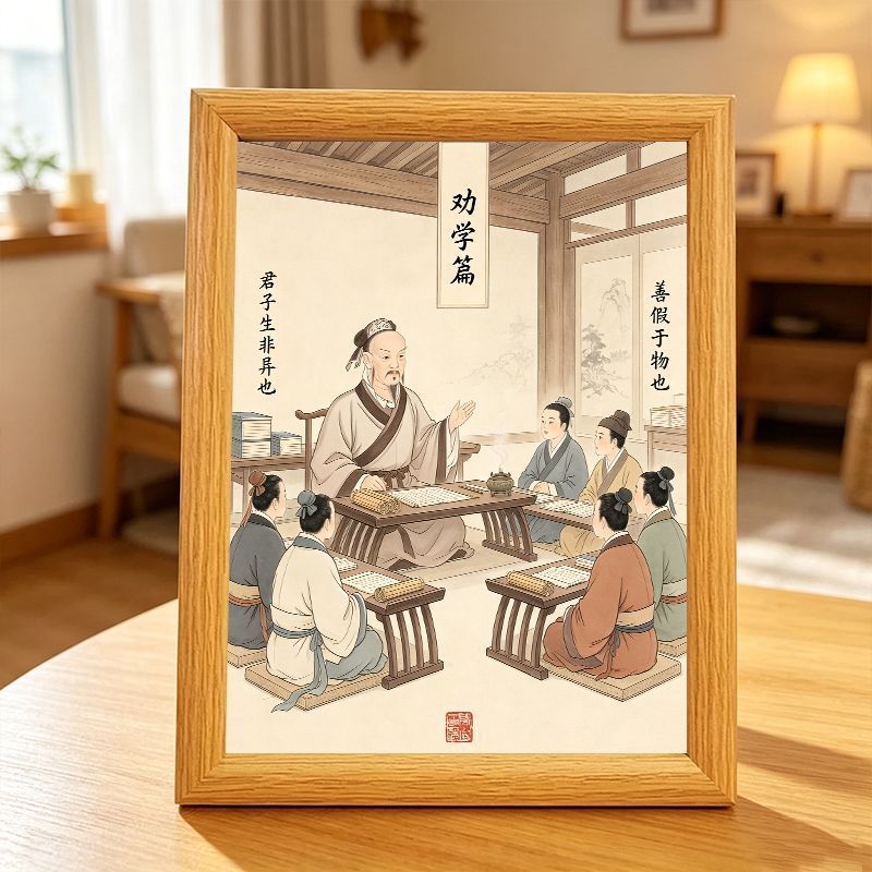 荀子画像相框学生书桌客厅防尘