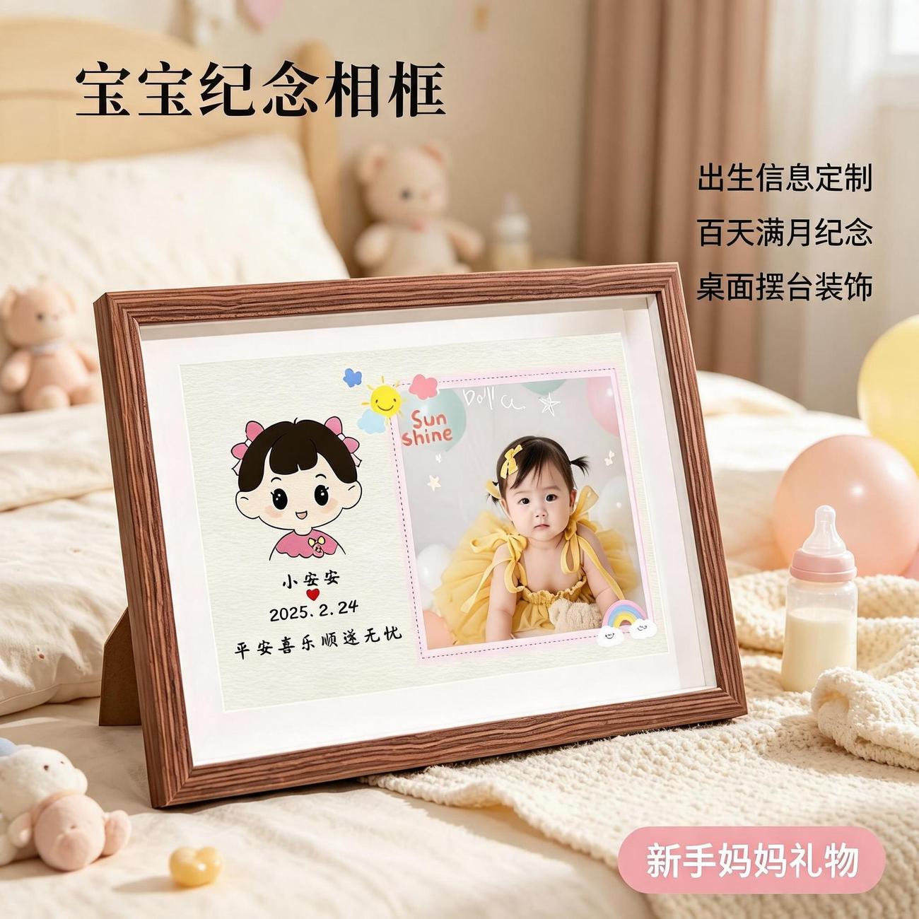 宝宝出生满月百天照片定制相框