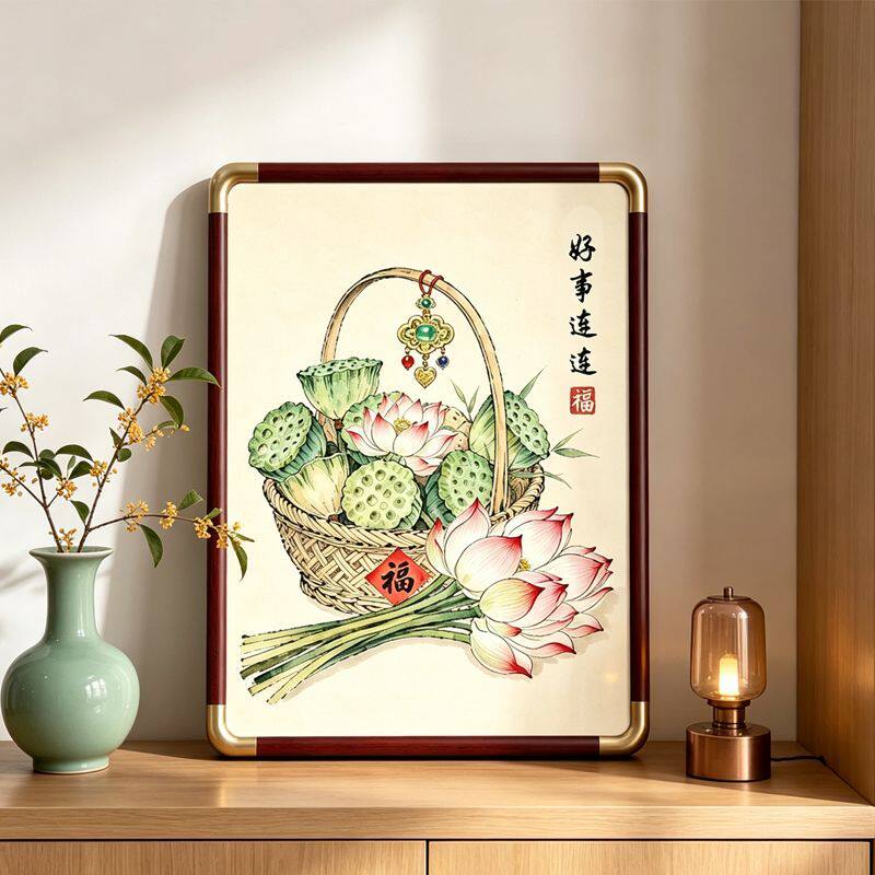 中式好运图相框摆件客厅办公室