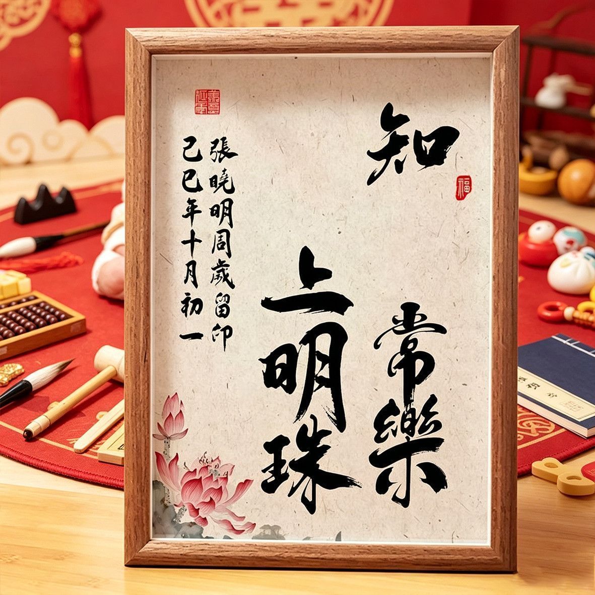 知足常乐宝宝手足印纪念相框