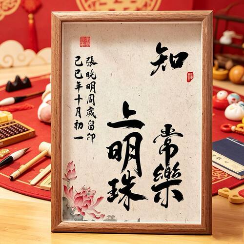 知足常乐宝宝手足印纪念相框