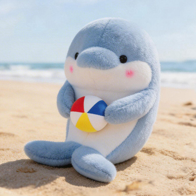 可爱海豚公仔抱球洋豹玩偶