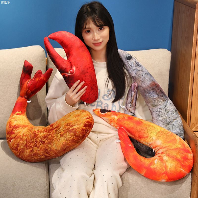 创意仿真大虾抱枕毛绒玩具