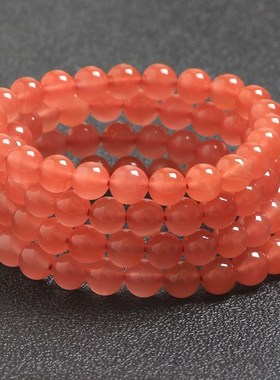 天然保山冰红手链 南红手链单圈红色佛珠高冰起荧光玛瑙情侣款