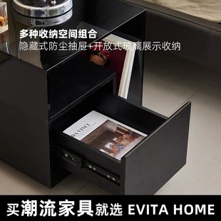 轻奢玻璃床头柜家用小户型床头置物架储物柜卧室实木收纳柜床边柜