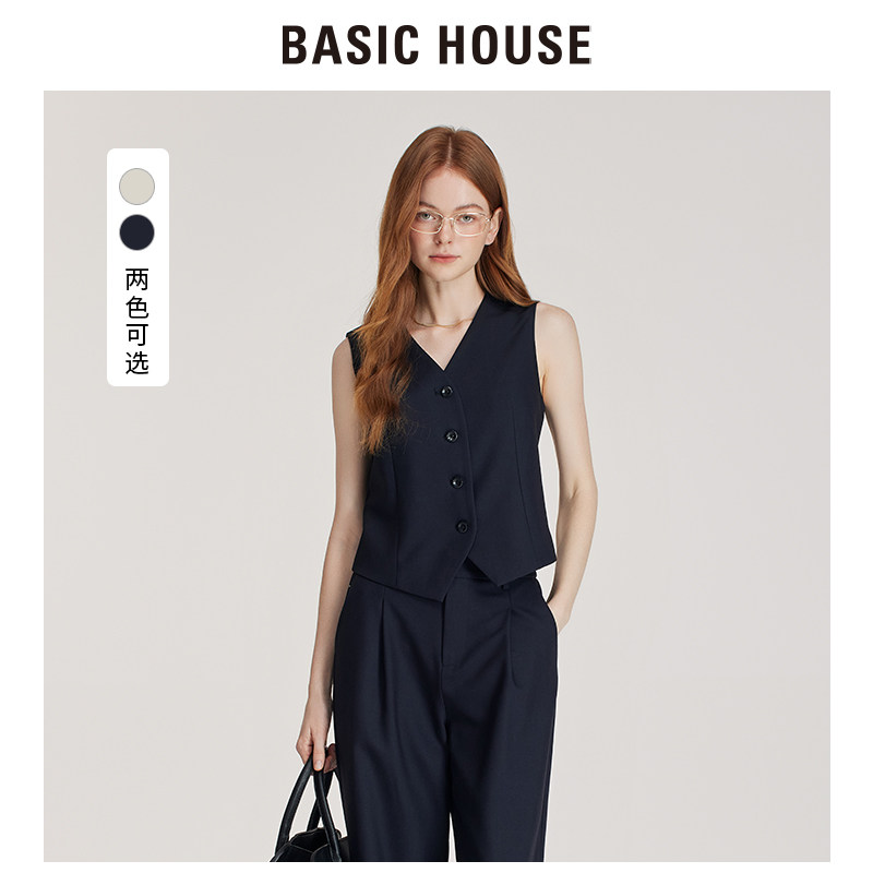 BasicHouse藏青色商务西装马夹图片