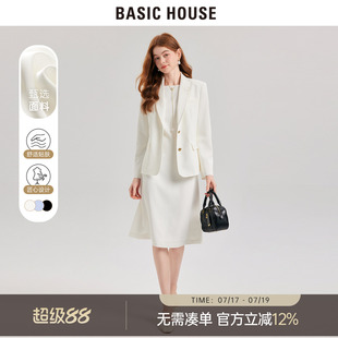 百家好泽芳白色西装外套女小个子西装套装高级感轻职场正装公务员