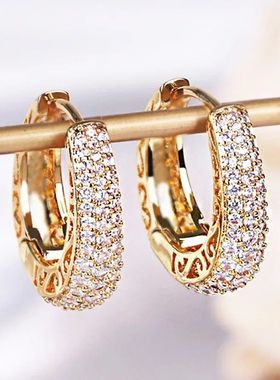 RAKOL Hollow Gold Color Hoop Earrings for Women Paved Dazzli