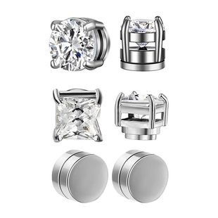 Crystal Strong Magnetic Ear Stud Clip Earrings for Men and W