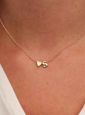 SUMENG Fashion Tiny Heart Dainty Initial Necklace Gold Silve