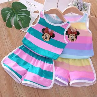Summer Baby Kids Clothes Sets Cute Minnie Mickey Cartoon Gir