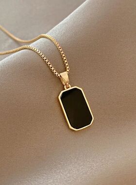 DIEYURO 316L Stainless Steel Minimalist Rectangular Pendant