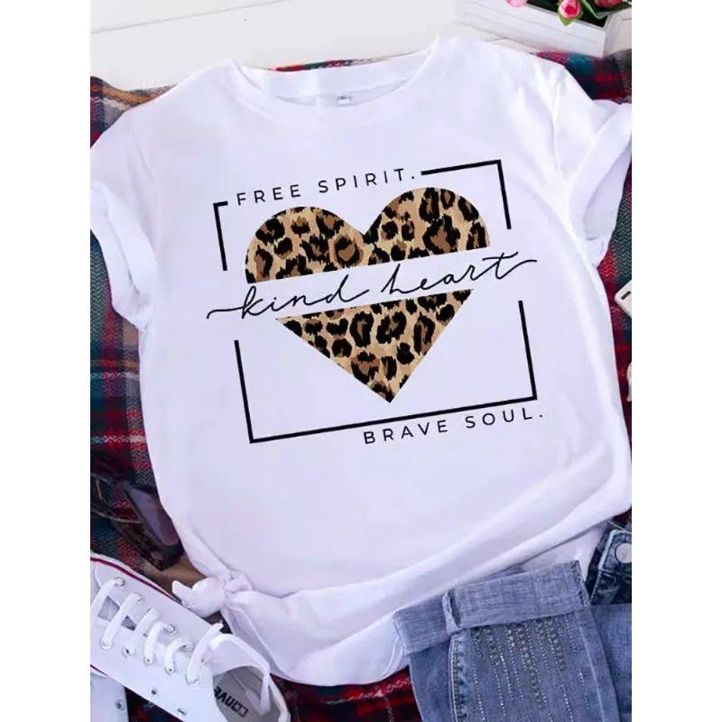 Brave Soul L American Retro Letters Love White T-shirt Women