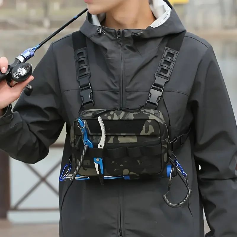 Fishing Vest Bag Men's Camo Fishing Lures Utility Tackle Che