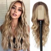 Wig Inch Lace Women for Wavy Blonde Ombre Long Synthetic