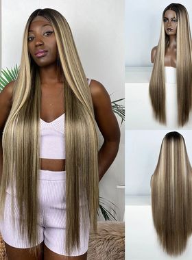 Synthetic Lace Front Wigs Highlight Brwon Blonde Black Wig F