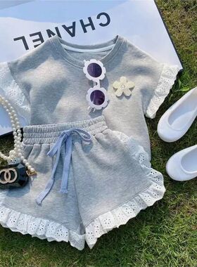 Baby Girls Clothes Summer Lace Patchwork Top & Shorts 2 Piec