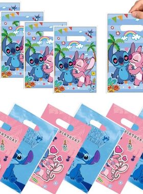 Disney Lilo & Stitch Party Gift Bag Plastic Blue Stitch Pink