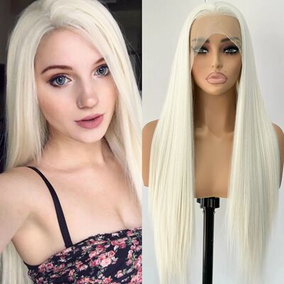 Blonde Wig Straight Synthetic Lace Front Wig Glueless Wig Lo