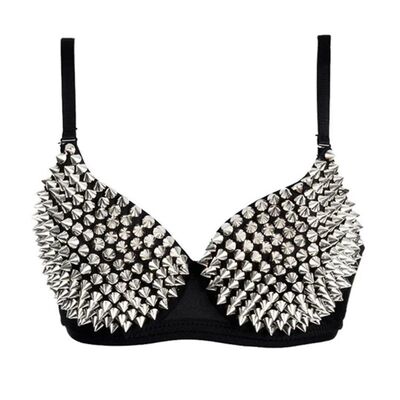 Silver Rivets Punk Rave Bralette Lingerie Gothic Bra Top Sex