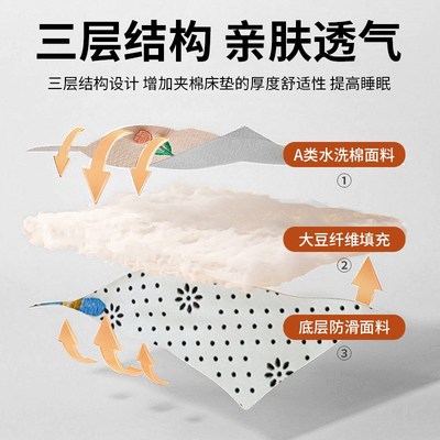 大豆防滑床褥垫家用床垫垫褥软垫垫被保护垫a类母婴级褥子180x200