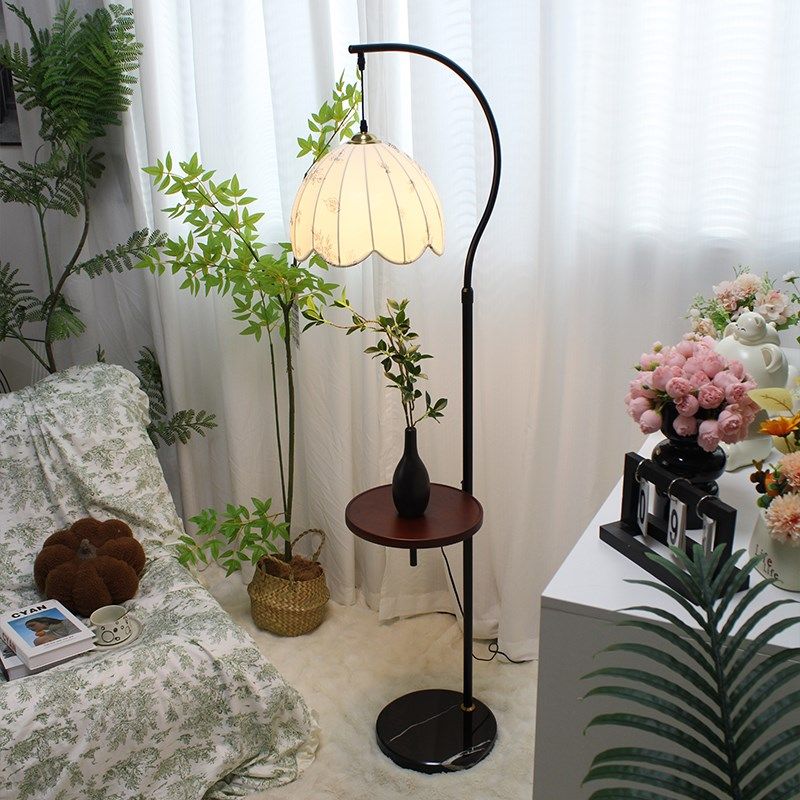 复古风茶几落地灯客厅卧室沙发边几中古风置物架床头柜台灯一体,家装灯饰光源,装饰落地灯,淘宝优惠券,粉丝福利购,淘宝优惠卷