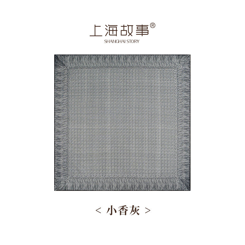 上海故事小香灰-85cm极简黑白肌理感高级气质丝毛印花双面大方巾