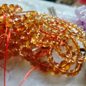 天然黄水晶金橘黄巴西黄水晶暴力黄手链男女情侣款 金红料手串礼物