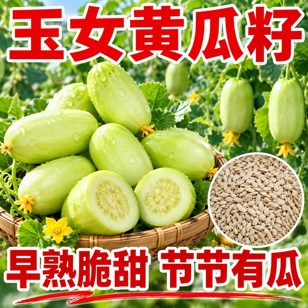 迷你玉女黄瓜种子摘不败清甜脆爽