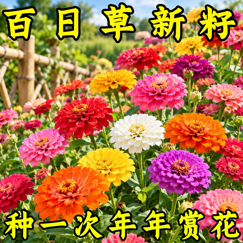 重瓣百日菊种子四季可播开花